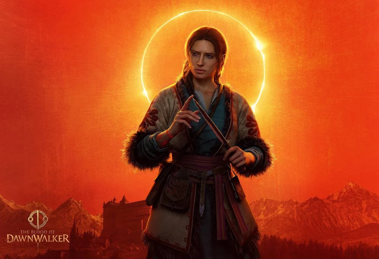 Official character artwork of Anca beneath an eclipse