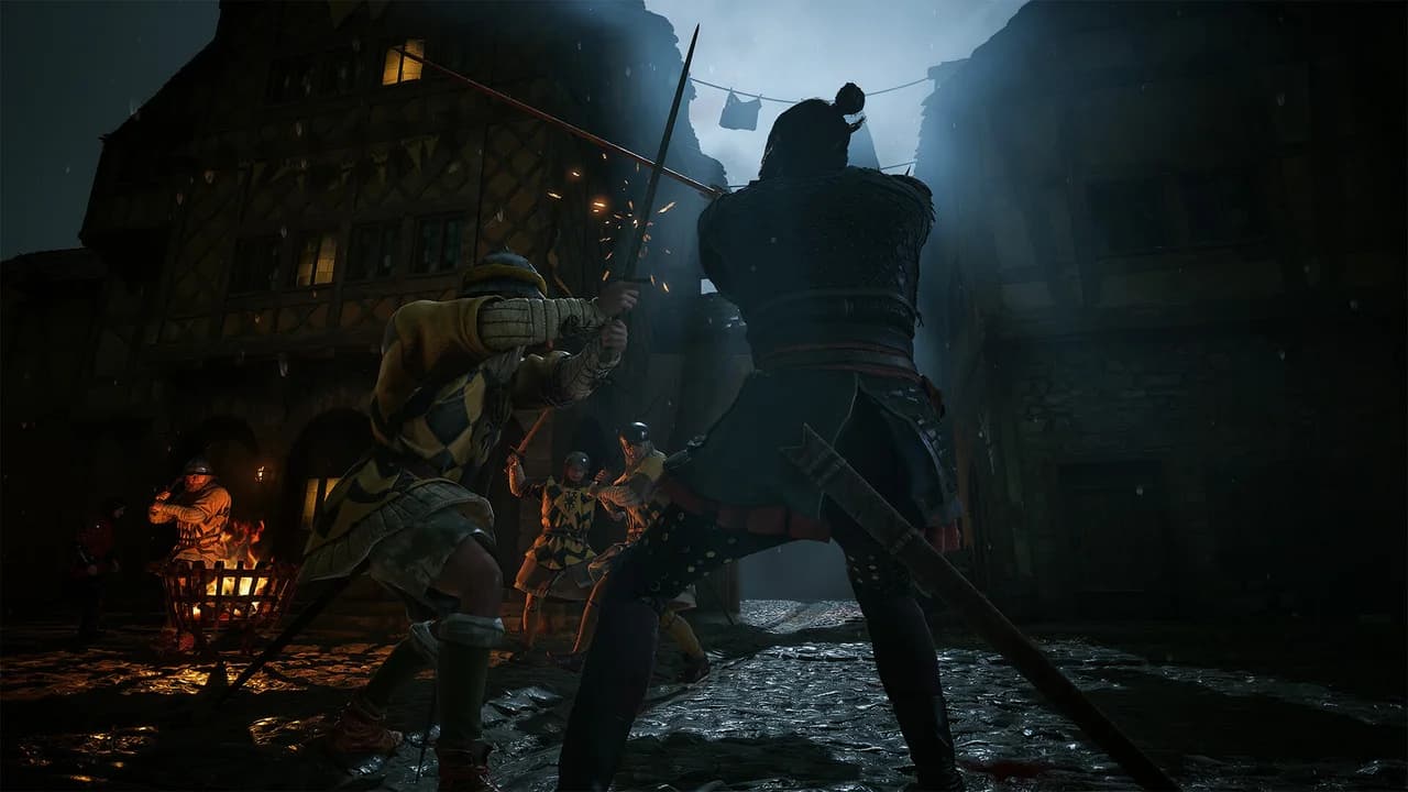 Coen blocks an opponent’s sword in an official Dawnwalker gameplay scene